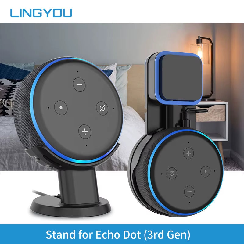 Wall Mount for Amazon Echo Dot 3Rd Gen Table Stand for Alexa Echo Dot 3 Smart Speaker with Screwless Cable Management